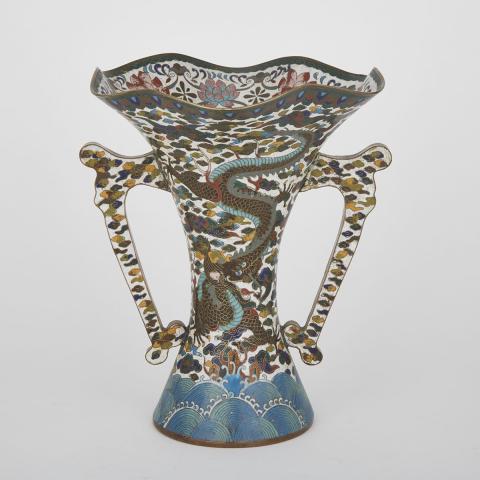 Appraisal: Double Handled Cloisonne Vase th Century Condition very minor losses