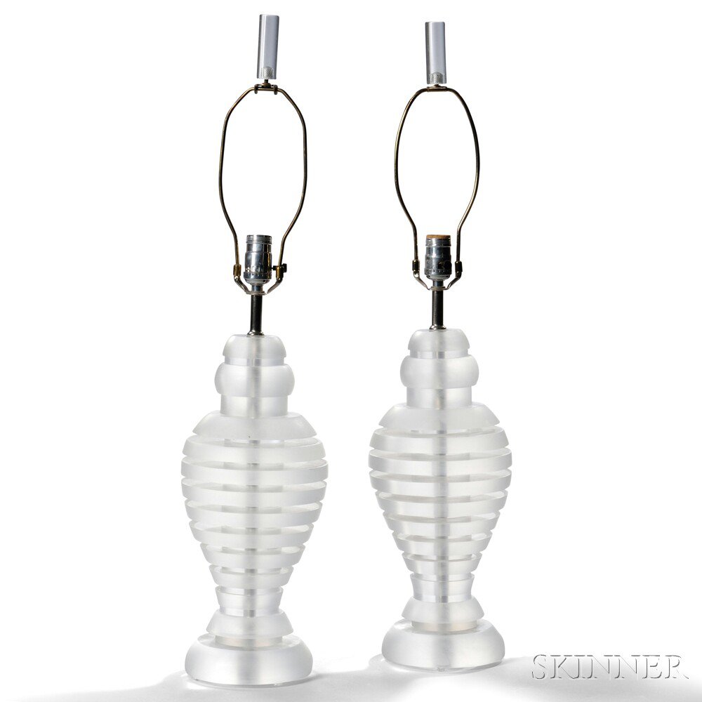 Appraisal: Pair of Stacked Plastic Lamps in the Manner of Karl