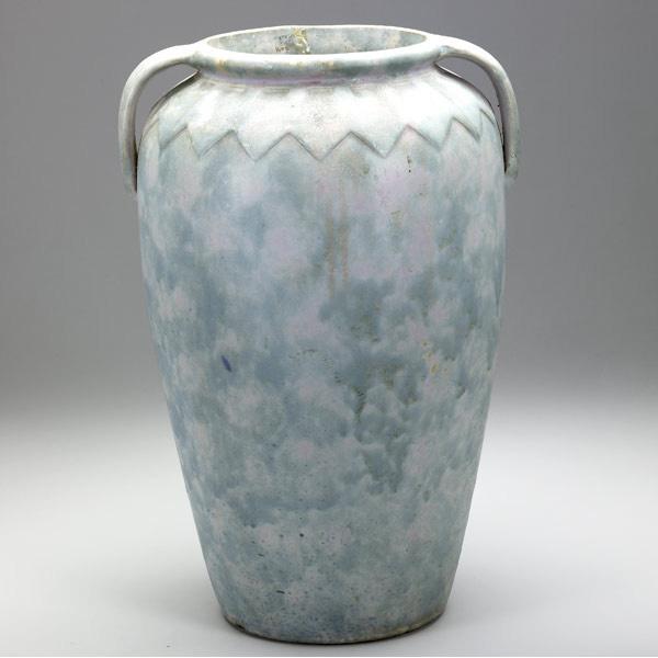 Appraisal: BURLEY WINTER oil jar in blue and pink mottled glaze