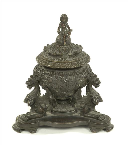 Appraisal: An Italian bronze inkstand in Renaissance style circa cast with