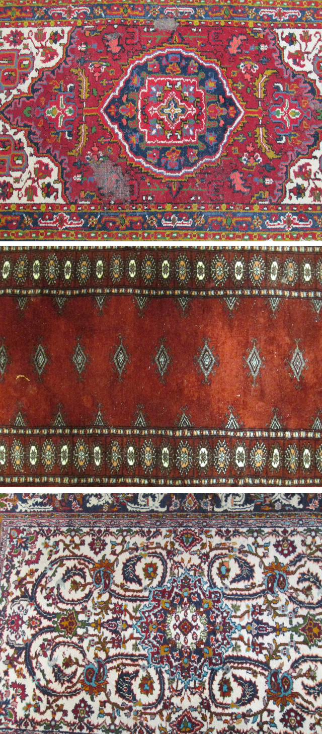 Appraisal: THREE HAND KNOTTED ORIENTAL AREA RUGS ' x ' red