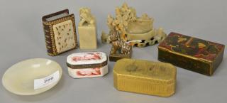 Appraisal: Group of Oriental pieces to include small jade dish two