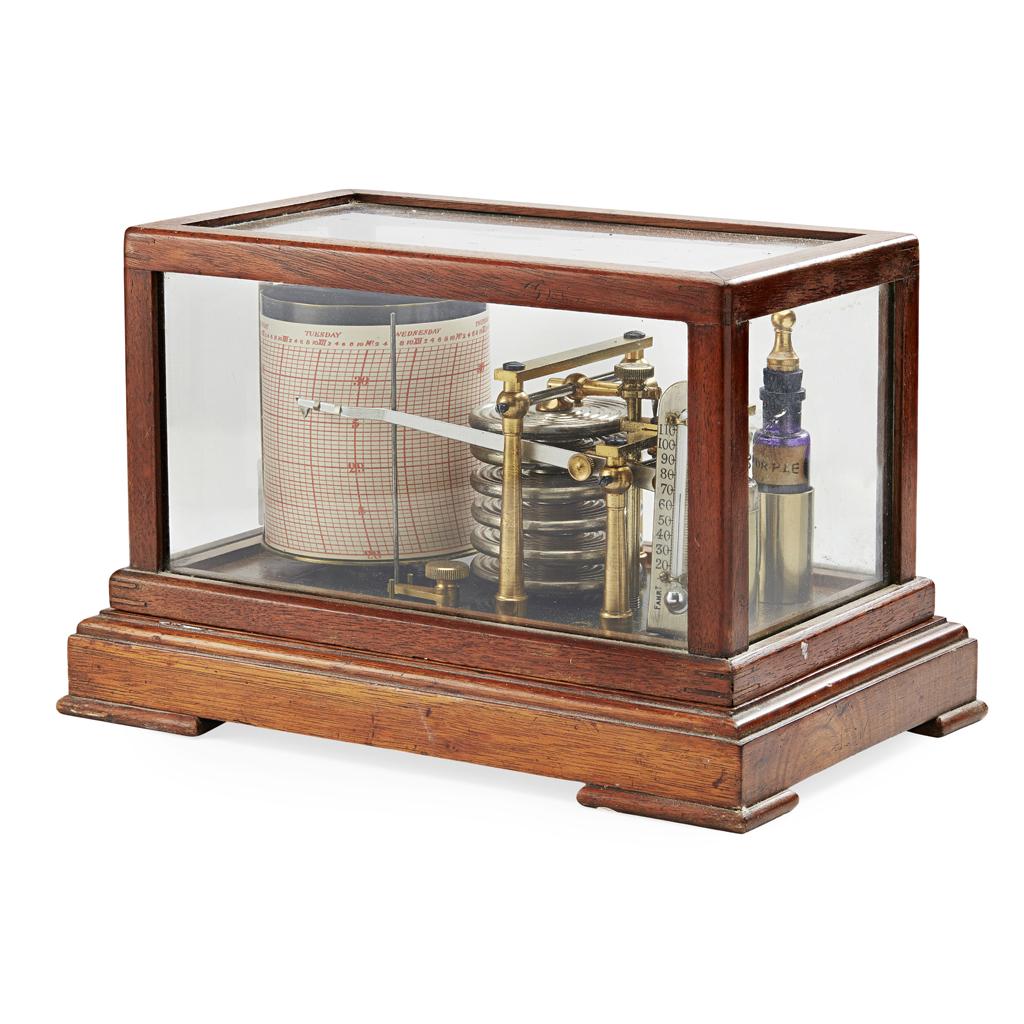 Appraisal: MINIATURE OAK CASED BAROGRAPH LATE TH EARLY TH CENTURY with