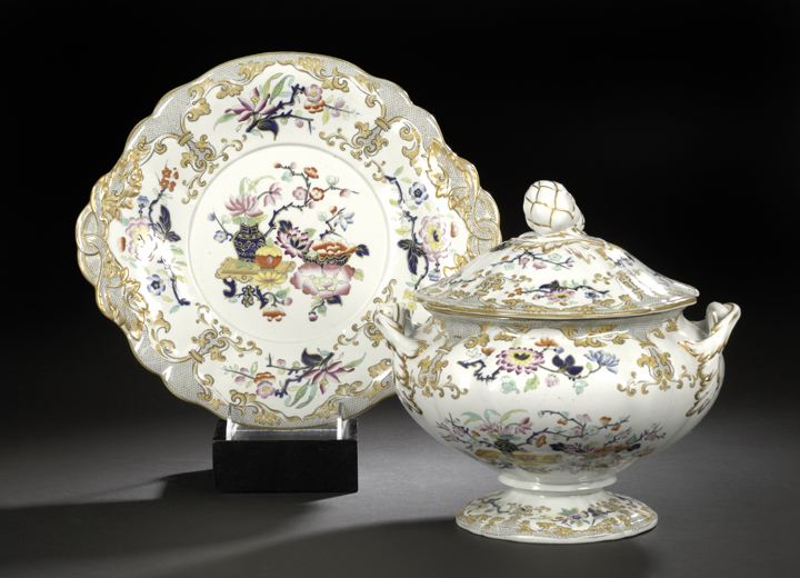 Appraisal: Good Minton Richly Gilded Ironstone Covered Two-Handled Footed Soup Tureen