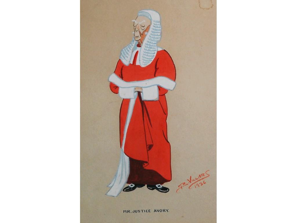 Appraisal: B VILLIERS WATERCOLOUR Portrait of a judge 'Mr Justice Avory'signed