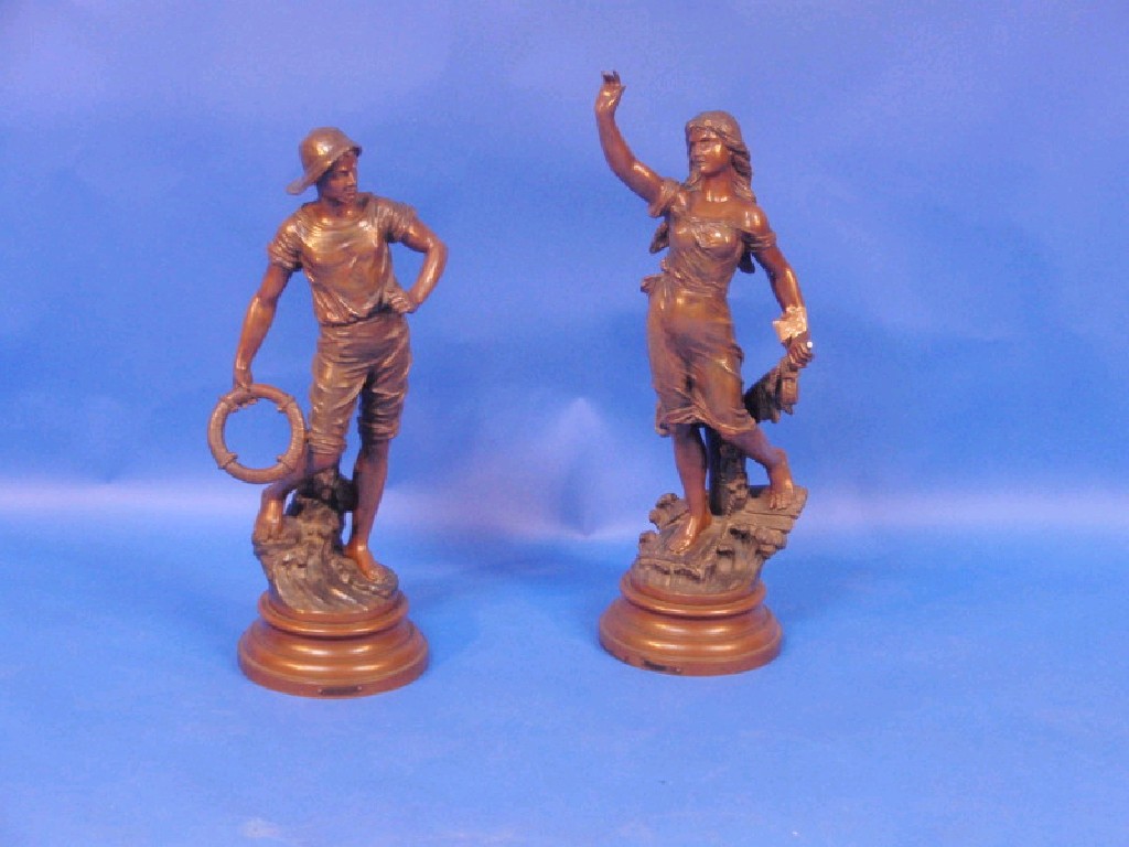 Appraisal: A pair of large late thC French bronze patinated spelter