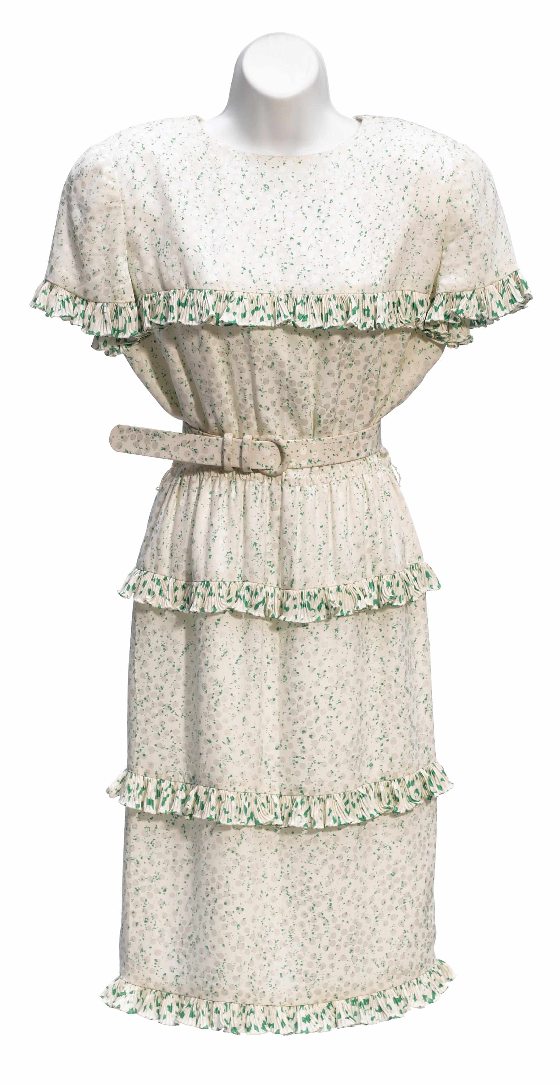 Appraisal: A Bill Blass white and green silk dress with matching