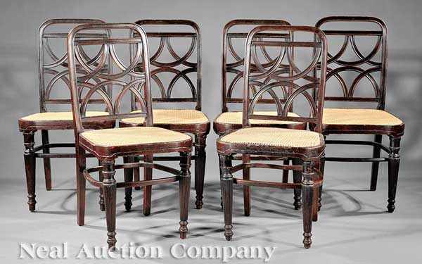 Appraisal: A Set of Six Neoclassical-Style Carved Dining Chairs possibly Thonet