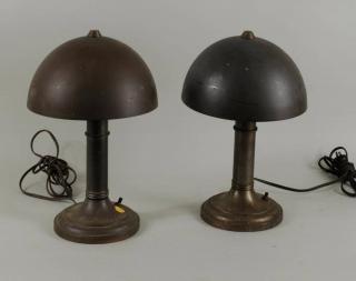 Appraisal: Pair Modern Art Deco Metal Dome Lamps Pair modern art