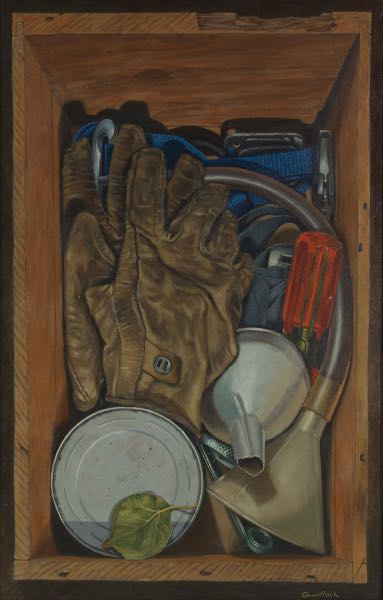 Appraisal: JEFF GUNDLACH AMERICAN TH CENTURY x Tool Box Acrylic on