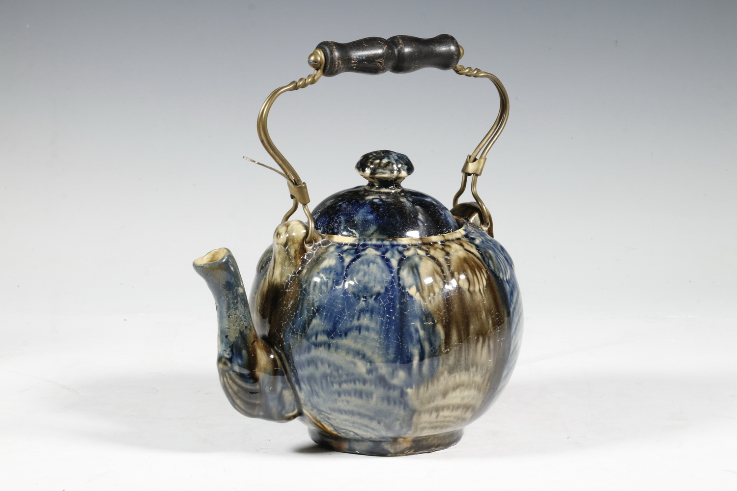 Appraisal: DRIP GLAZE POTTERY TEAPOT Late th - Early th c