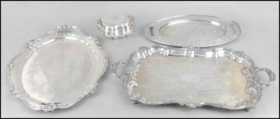 Appraisal: GORHAM SILVERPLATE SERVING TRAY Together with two silverplate serving trays