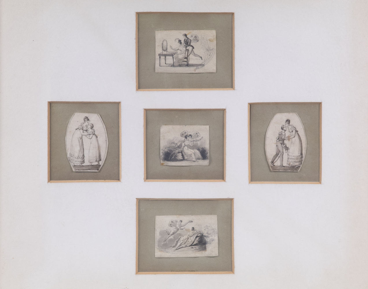 Appraisal: THOMAS S STOTHARD UK - Five Allegorical Miniature Drawings framed