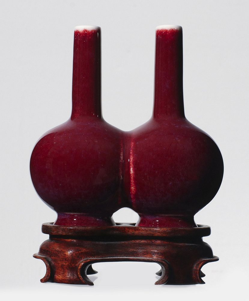 Appraisal: AN UNUSUAL CHINES SANG DE BOEUF DOUBLE BOTTLE VASE The