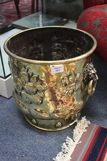 Appraisal: A TH CENTURY EMBOSSED BRASS JARDINIERE cm diameter