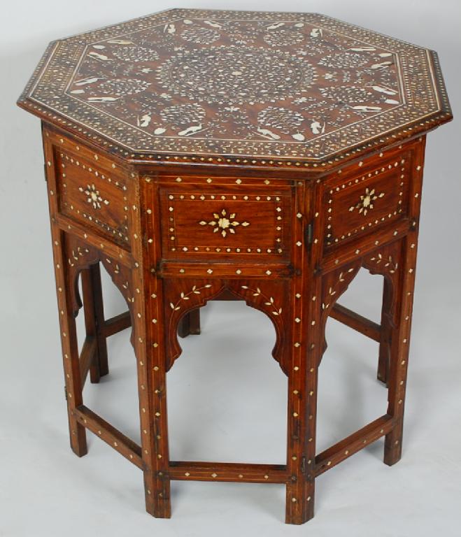 Appraisal: AN EARLY TWENTIETH CENTURY INDIAN HARDWOOD AND PROFUSELY BONE INLAID