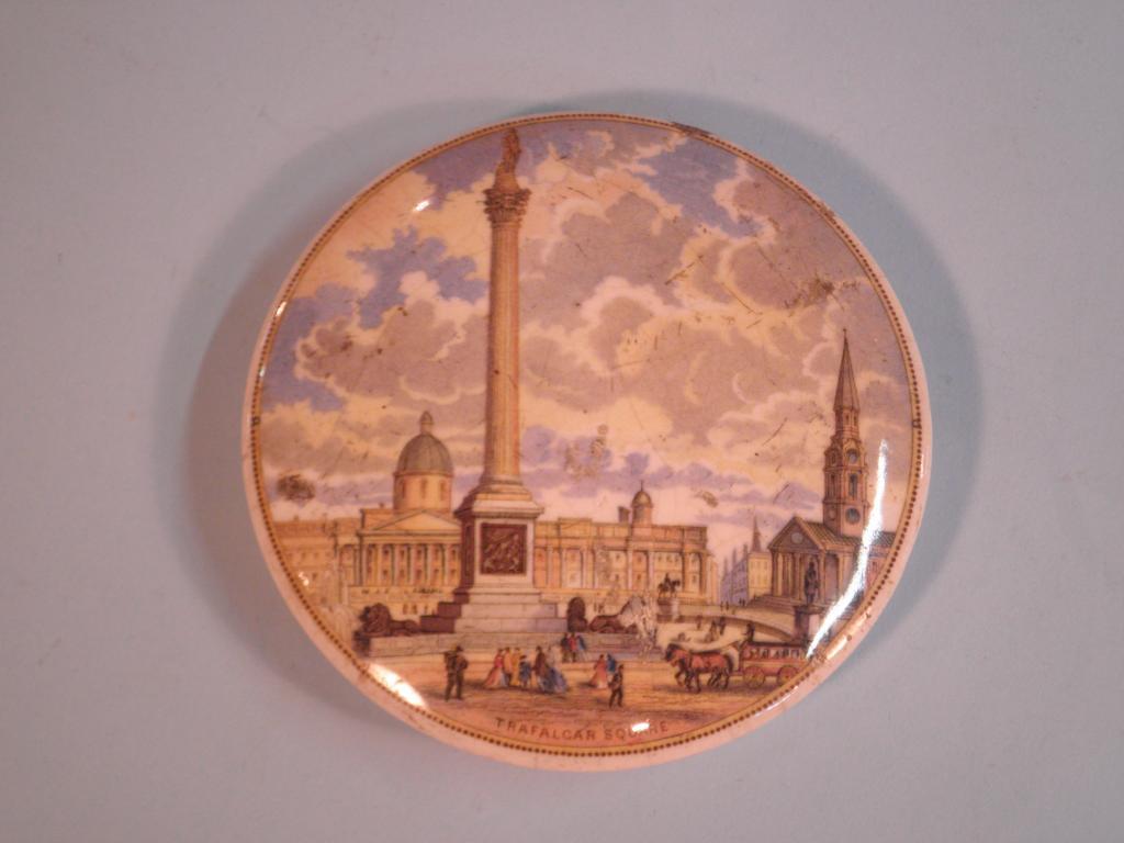 Appraisal: A Prattware pot lid - Trafalgar Square cm diameter and