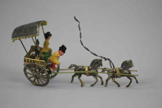 Appraisal: DRESDEN CARRIAGE PULLED BY TWO HORSES Germany Dresden Christmas tree