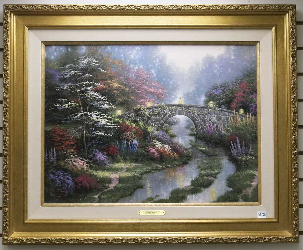 Appraisal: THOMAS KINKADE EMBELLISHED OFFSET LITHOGRAPH ON CANVAS American - Stillwater