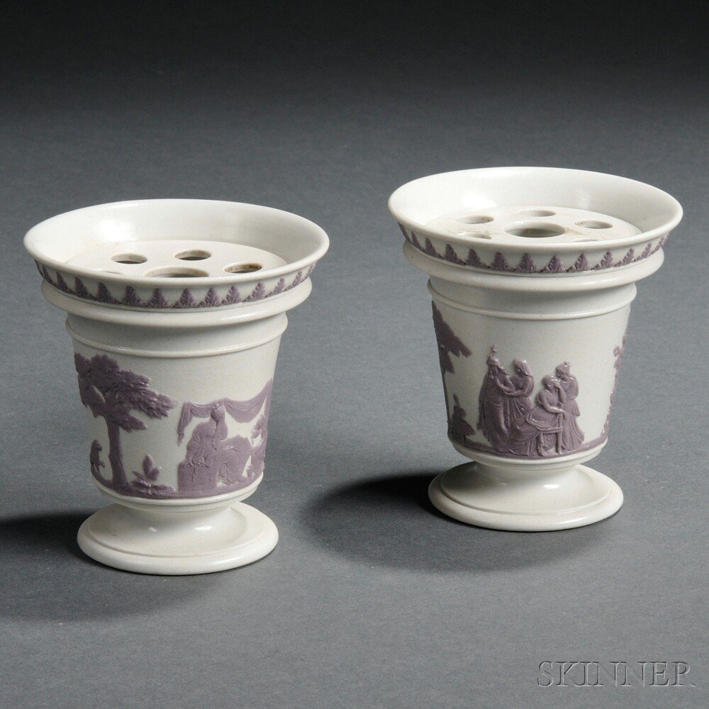 Appraisal: Pair of Wedgwood Smear Glazed Vases and Covers th century