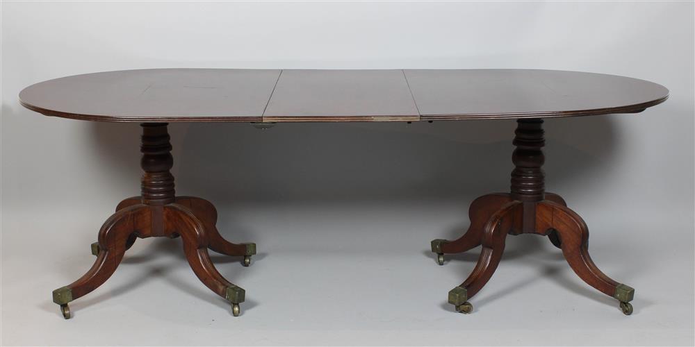 Appraisal: ENGLISH MAHOGANY DOUBLE PEDESTAL DINING TABLE MID- TH CENTURY the