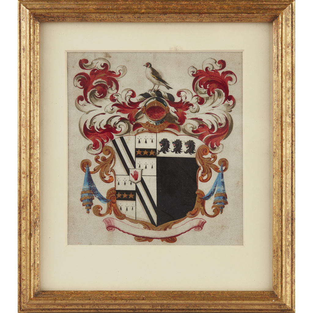 Appraisal: PAINTED COAT OF ARMS ON PAPER POSSIBLY TH CENTURY with