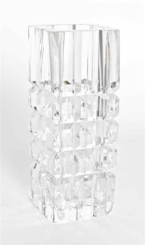 Appraisal: An Orrefors Glass Vase of square form with etched geometric