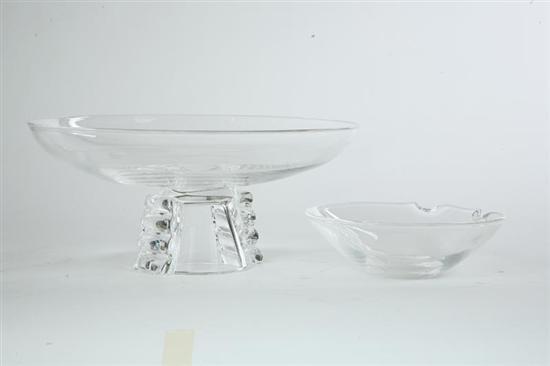 Appraisal: TWO PIECES OF STEUBEN CRYSTAL A compote with a decorated