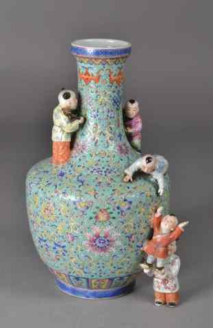 Appraisal: Chinese Famille Rose Porcelain -Boys VaseLarge traditional form Famille Rose