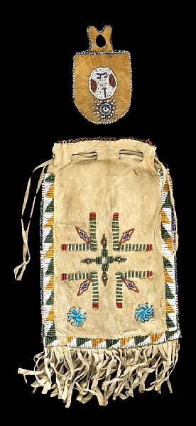 Appraisal: Two beaded Native American bags Including an Apache example and