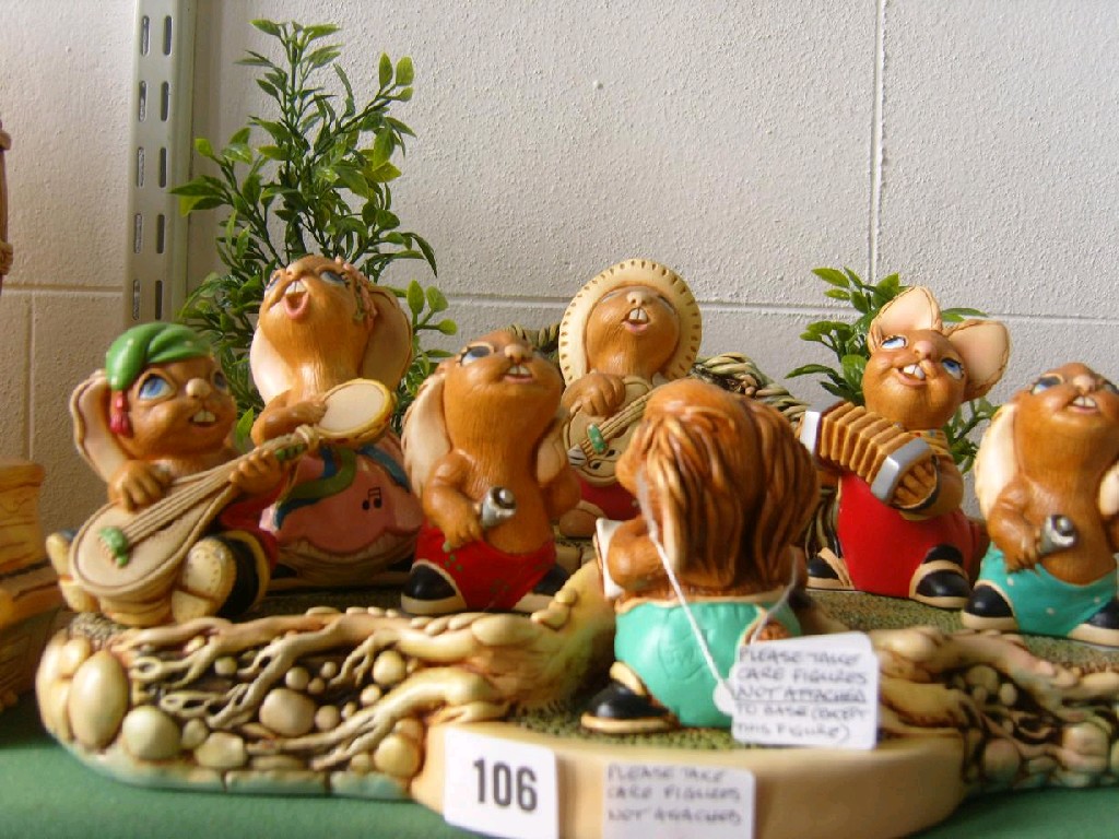 Appraisal: A collection of Pendelfin rabbit musicians on a Concert Studio