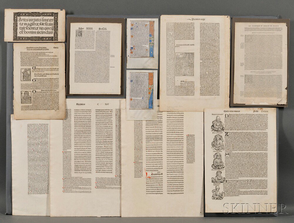 Appraisal: Incunabula and Early Printed Book Leaves Fourteen separate leaves removed