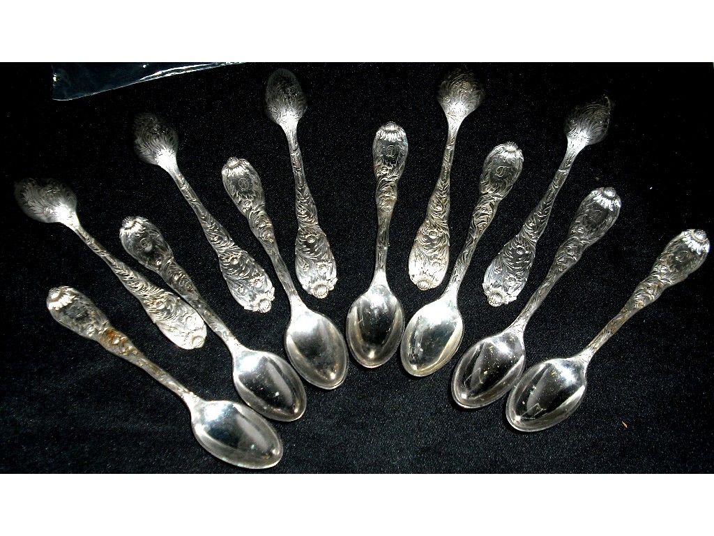 Appraisal: Set of twelve th century sterling silver teaspoons by Tiffany