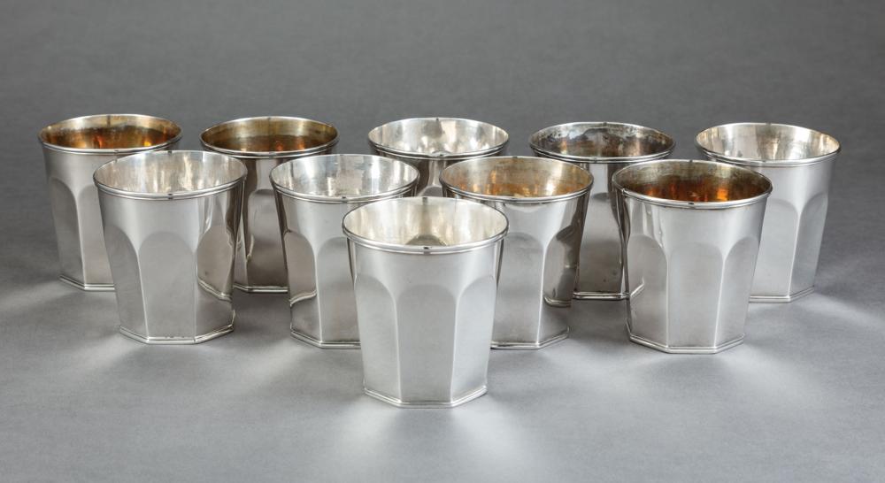 Appraisal: Ten American Coin Silver Julep Cups nine by William Adams