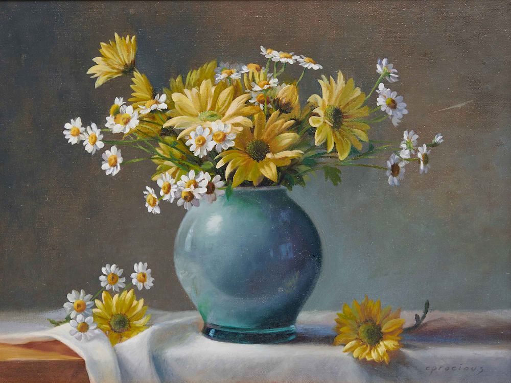 Appraisal: CINDY PROCIOUS American b Daisies and Blackeyed Susans CINDY PROCIOUS