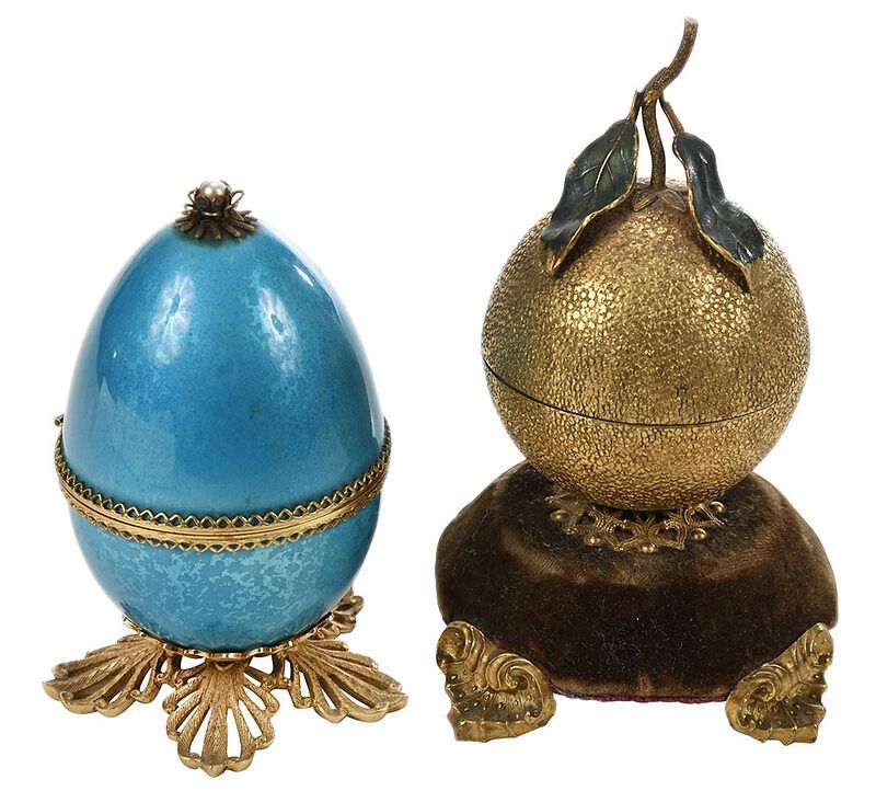 Appraisal: Egg and Fruit Form Perfume Containers and Bottles Continental late