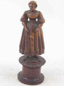 Appraisal: A fine boxwood carving of a woman on a plinth