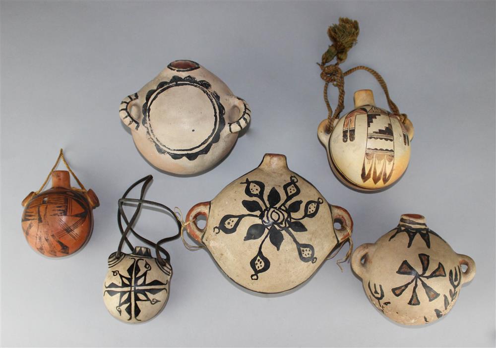 Appraisal: SIX SMALL NATIVE AMERICAN HOPI SANTO DOMINGO AND COCHITI POTTERY