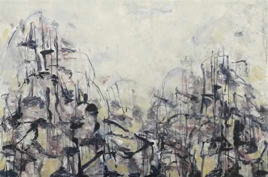 Appraisal: David Rankin born Untitled mixed media on paper laid on