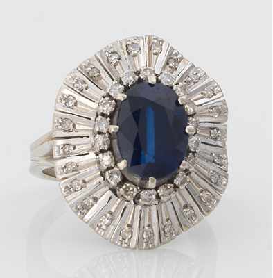 Appraisal: A Ladies' Sapphire and Diamond Dinner Ring Tested k white