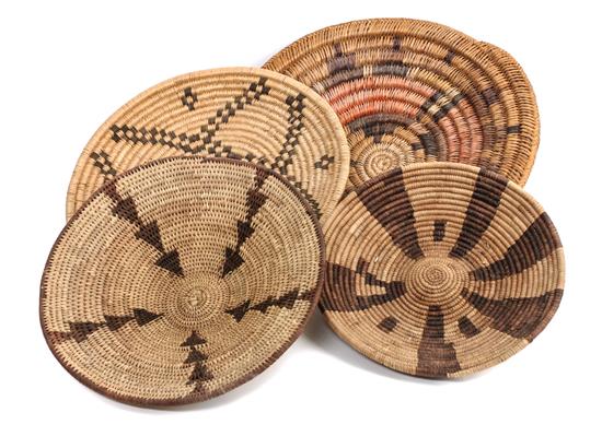 Appraisal: Sale Lot Four Southwestern Basket Trays including Jicarilla and Pima