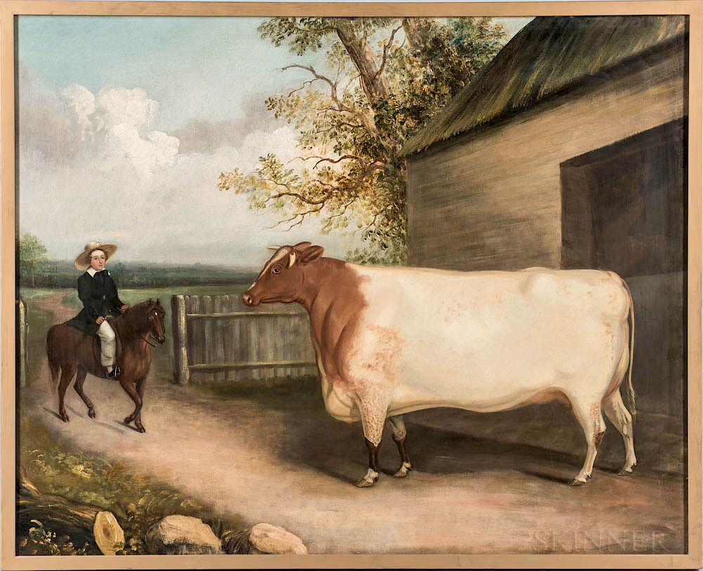 Appraisal: Anglo American School th Century Portrait of a Cow and