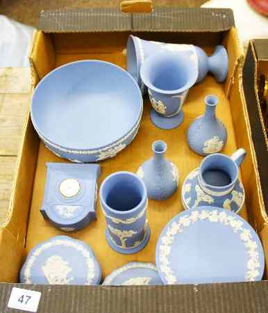 Appraisal: A good collection of Wedgwood blue Jasperware to Include vases