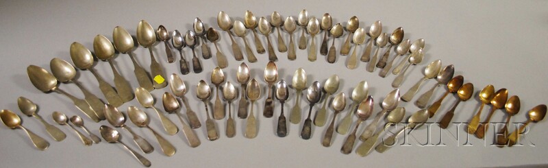 Appraisal: Large Group of Coin Silver Spoons including teaspoons and serving