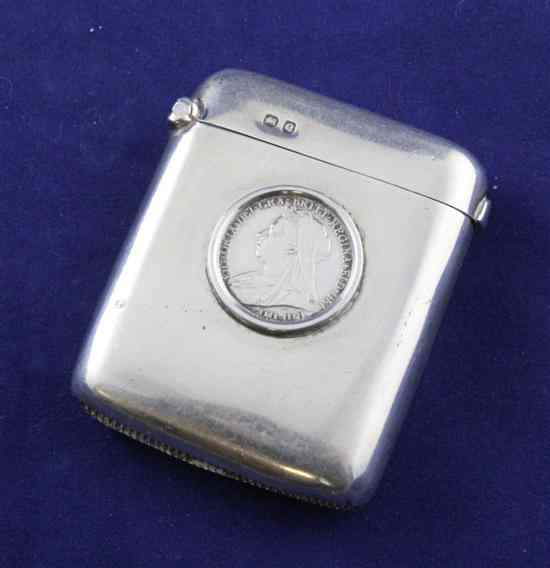 Appraisal: A late Victorian silver vesta case the front panel inset