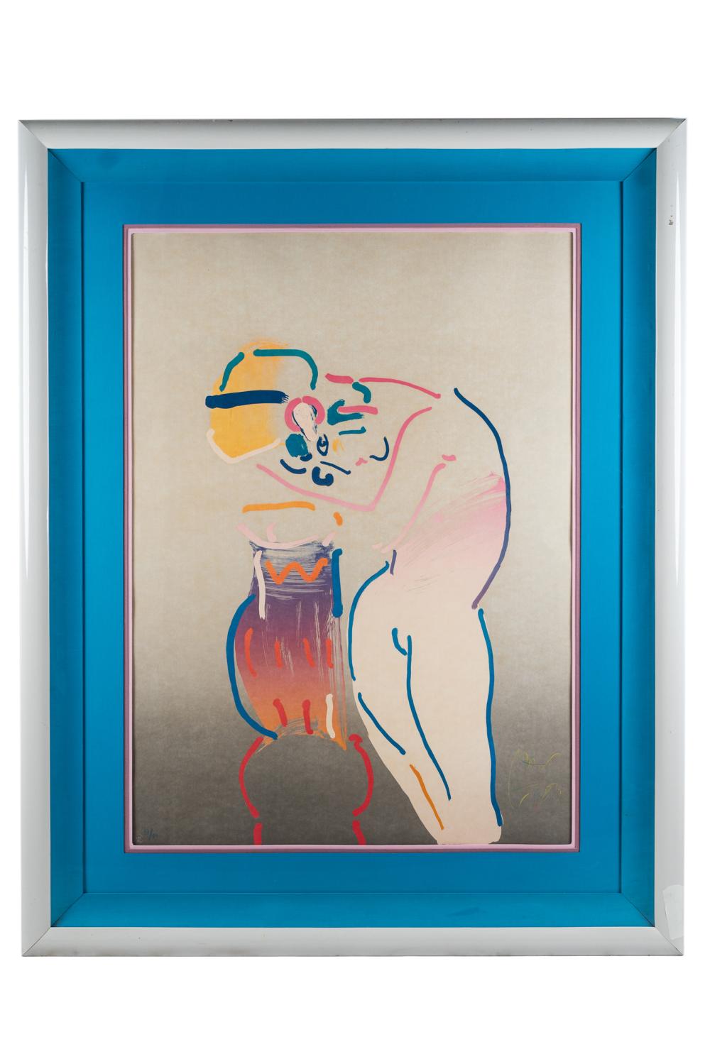 Appraisal: PETER MAX B NUDE WOMAN lithograph in color signed and