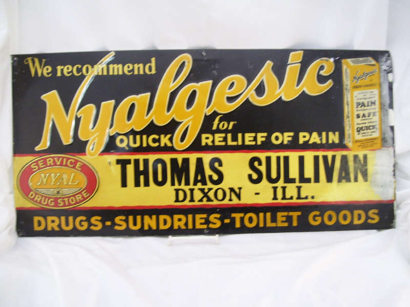 Appraisal: Nyalgesic Tin Advertising Sign Tin advertising sign We recommend Nyalgesic