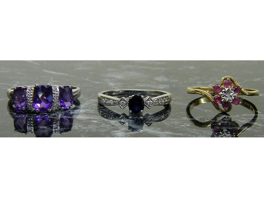 Appraisal: Three ct gem set dress rings gm