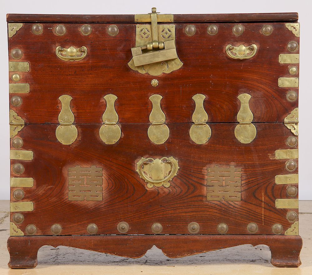 Appraisal: Korean Brass-Mounted Tansu Chest Korean Brass-Mounted Tansu Chest late th