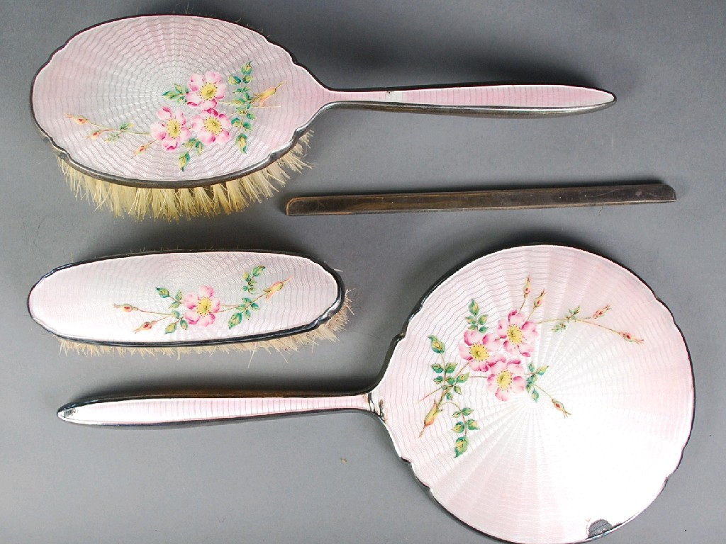 Appraisal: LADY'S SILVER DRESSING TABLE BRUSH SET OF FOUR PIECES with